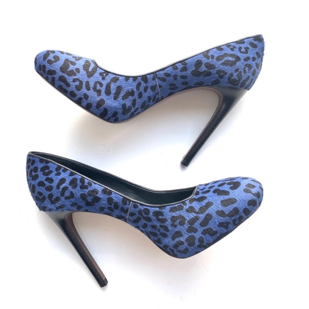 Rebecca Minkoff Leopard Calf Hair Blue Pumps 7